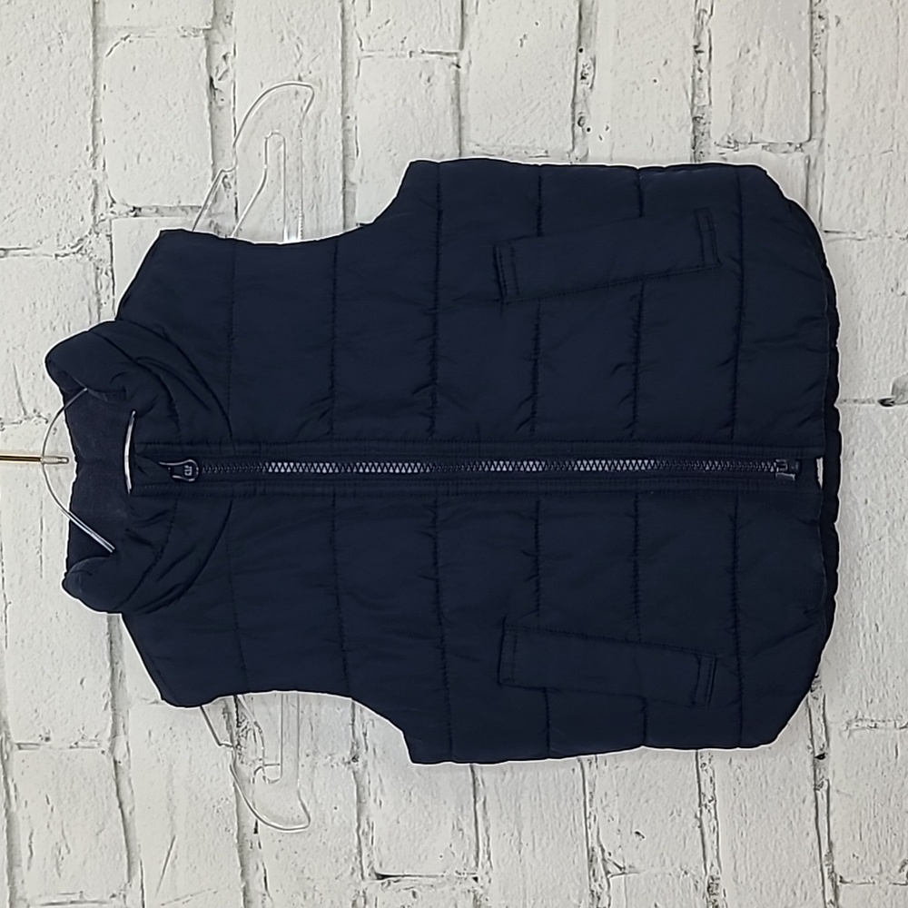 Baby Gap Kids Cozy Full Zip Quilted Puffer Fleece Lined Vest Jacket Navy/White